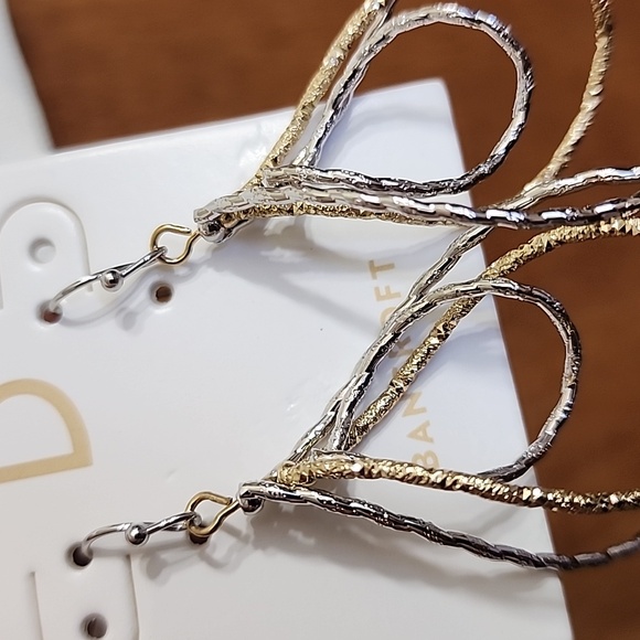 Bancroft Jewelry - Bancroft Gold and Silver Tone Triple Teardrop Earrings with Sparkling Accents